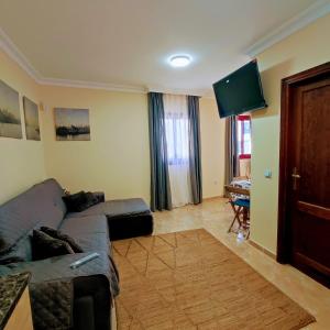 a living room with a couch and a flat screen tv at Duplex Elegant in Genovés
