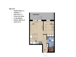 a plan of the ground floor of a house at Charming 1BR Suite with Sauna Fast Wi-Fi Downtown in Rovaniemi