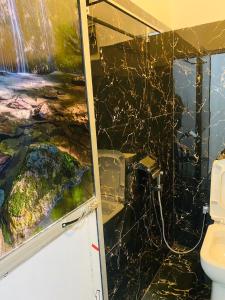 a bathroom with a painting on the wall and a toilet at Sparrow Villa in Talpe