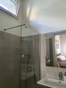 a bathroom with a shower and a sink at Room - Garden - private bathroom in Turin +12 photos