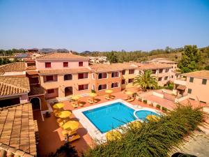 an aerial view of a house with a swimming pool at Residence with swimming-pool in Sos Alinos in Orosei