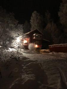 Mysigt boende I Rättvik med utsikt över Siljan v zimě
