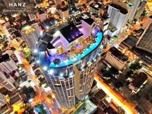 an overhead view of a city at night at S79 Residences LYN Panorama Suite in Nha Trang