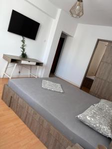 a room with a bed and a flat screen tv at Studio Central PCS in Bucharest