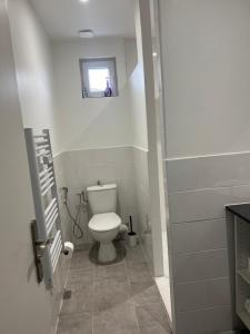 a bathroom with a toilet and a small window at EKR Résidence - Terrasse Privée 1 in Carbon-Blanc +7 photos