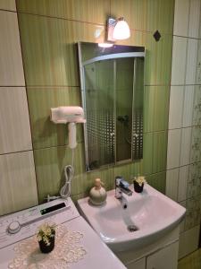 a bathroom with a sink and a mirror at Casa Ana Maria in Cisnădie +52 photos