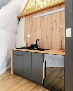 Kuchyň nebo kuchyňský kout v ubytování Glamping Resort