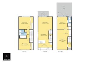 a floor plan of two buildings at Auckland City Escape Modern Home with Spa Pool in Auckland