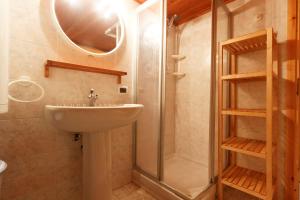 un bagno con lavandino e doccia di Testa Grigia a Champoluc Altre 37 foto