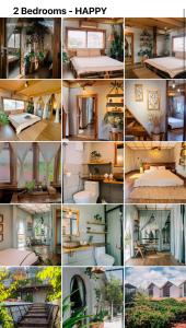 a collage of photos of a bedroom and a house at TỊNH Retreat Phu Quoc in Phú Quốc