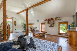 un soggiorno con un divano e una poltrona di Vineyard cottage Matej a Trebnje