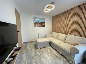 a living room with a couch and a flat screen tv at Villa 800 in Wissant +16 photos