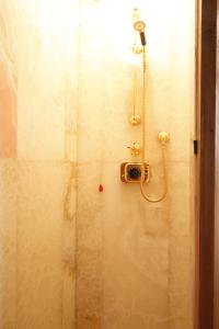 a shower in a bathroom with a camera on the wall at Chalet Ampezzano di Marisa in Cortina dʼAmpezzo