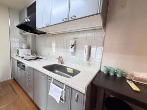 a small kitchen with a sink and a counter at 晴の松 in Wakayama