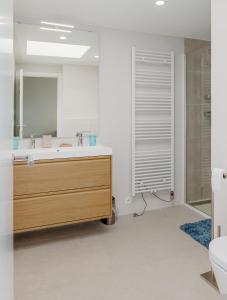 un baño con lavabo y espejo en Nausicaa 0501 G, en Oostduinkerke