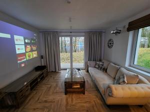 a living room with a couch and a table at Apartament Podedworze in Bochnia