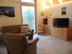 un salon avec un canapé et une télévision dans l'établissement Apartment Studentenweg 33 by Interhome, à Engelberg