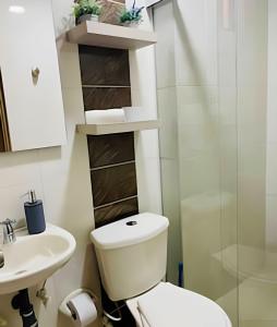 Koupelna v ubytování 9902Aparta estudio totalmente dotado WiFi200 megas