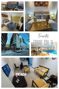 a collage of pictures of a hotel room at Ecuabook torre sol 32 mall del Sol in Guayaquil