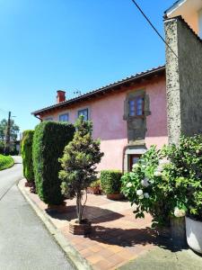 ein Haus mit einem Baum an der Straßenseite in der Unterkunft Espaciosa casa rural reformada junto al mar in Albuerne + 20 Fotos
