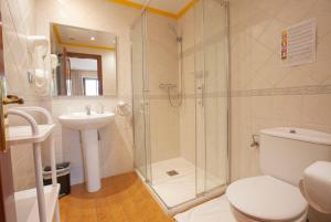 a bathroom with a shower and a toilet and a sink at CASA RURAL BARAZAR in San Sebastián +86 photos