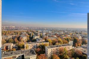 an aerial view of a city with buildings at 14th Luxury Flat in Bucharest