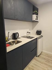 a kitchen with a sink and a counter top at Alquiler Temporario Rosario 20 in Rosario +3 photos