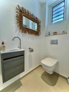 Tahatai - Private beach, pool, AC, High speed net的一间浴室