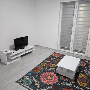a living room with a tv and a rug at Stan na dan Djogić in Nevesinje