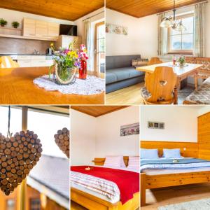 a collage of photos of a kitchen and living room at Appartement Reitlhof, Bio Berg Bauernhof in Krispl