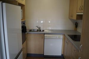 a small kitchen with a sink and a dishwasher at Vail next to coffee mecca in Canberra +9 photos