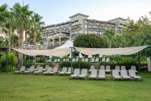 A garden outside Justiniano Deluxe Resort