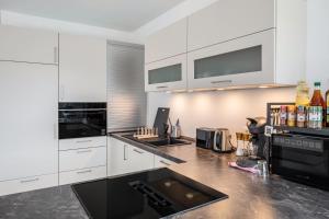 Kuchyň nebo kuchyňský kout v ubytování Felsenkeller Appartements