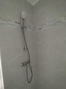 a shower with a shower head in a bathroom at Maison Montebello in Sézanne +18 photos