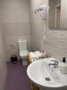 a bathroom with a sink and a toilet at Grand Via House in Madrid +96 photos