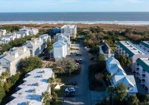 an aerial view of a city with the beach at East Beach Villa Unit 204 in East End