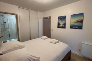 Postel nebo postele na pokoji v ubytování T2 - vue lac - 100 m du Hilton - Garage privé - 4 étoiles