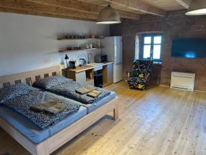 Kuchyň nebo kuchyňský kout v ubytování Chalupy Albrechtice Šumava