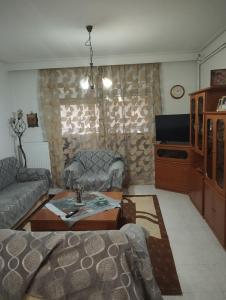 a living room with a couch and a table at Αποστολος in Tríkala