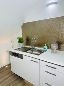 a kitchen with a sink and a counter top at Apartment 3 in Pulheim