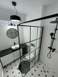 a bathroom with two sinks and two toilets at Sofia TS apartment in Craiova +16 photos