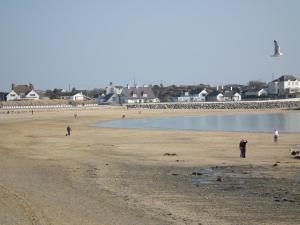 a group of people walking on the beach at The Beach Motel in Trearddur