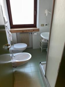 ラ・ヴィッラにあるSport Hotel Astoriaのバスルーム(トイレ2つ、シンク付)
