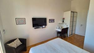 TV a/nebo společenská místnost v ubytování Rooms Tisa Old Town