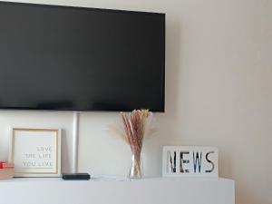 Televízia a/alebo spoločenská miestnosť v ubytovaní Coco Chanel Cosy 45 m2 city centre fast wifi
