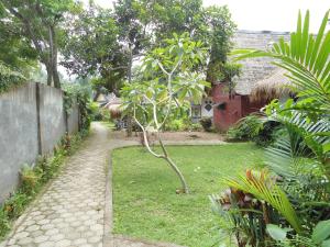 un piccolo albero in un cortile accanto a una casa di Bulan Bungalows and Cafe a Tetebatu