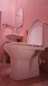 a bathroom with a white toilet and a sink at Amerdoul in Icht