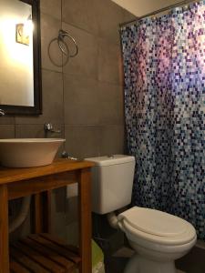 a bathroom with a toilet and a sink and a shower at Rocío de Luz in San Clemente del Tuyú +36 photos