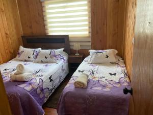 Postel nebo postele na pokoji v ubytování Cabaña jazmin