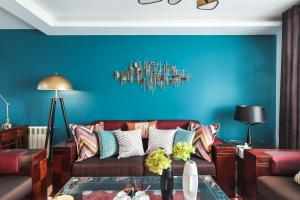 Ein Sitzbereich in der Unterkunft NanJing GuLou·Lion Bridge· Locals Apartment 00152470